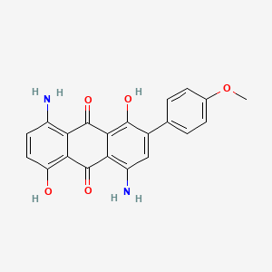 molecular formula C21H16N2O5 B1666360 4,8-Diamino-1,5-dihydroxy-2-(4-methoxyphenyl)anthraquinone CAS No. 4702-64-1