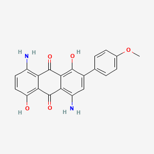 molecular formula C21H16N2O5 B1666360 9,10-Anthracenedione, 4,8-diamino-1,5-dihydroxy-2-(4-methoxyphenyl)- CAS No. 4702-64-1