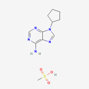 molecular formula C11H17N5O3S B1666362 9-Cyclopentyladenine monomethanesulfonate CAS No. 189639-09-6