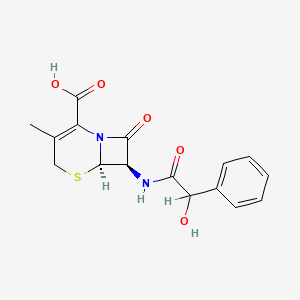 molecular formula C16H15KN2O5S B1666374 7-(alpha-Hydroxy-alpha-phenylacetamido)-3-methyl-3-cephem-4-carboxylic acid CAS No. 59684-59-2