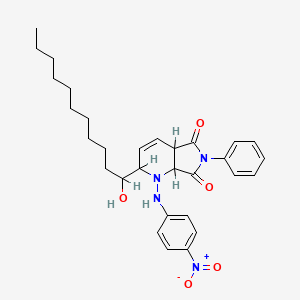 molecular formula C30H38N4O5 B1666377 4a,7a-Dihydro-2-(1-hydroxyundecyl)-1-[(4-nitrophenyl)amino]-6-phenyl-1H-pyrrolo[3,4-b]pyridine-5,7(2H,6H)-dione CAS No. 1005129-80-5