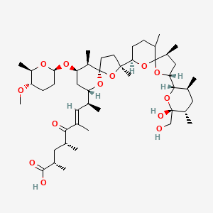molecular formula C47H78O13 B1666379 (E,2S,4R,8S)-8-[(2S,5R,6R,7R,9S)-2-[(2R,4S,6R,9R)-2-[(2S,3S,5S,6R)-6-Hydroxy-6-(hydroxymethyl)-3,5-dimethyloxan-2-yl]-4,6-dimethyl-1,10-dioxaspiro[4.5]decan-9-yl]-7-[(2R,5S,6R)-5-methoxy-6-methyloxan-2-yl]oxy-2,6-dimethyl-1,10-dioxaspiro[4.5]decan-9-yl]-2,4,6-trimethyl-5-oxonon-6-enoic acid CAS No. 73522-76-6