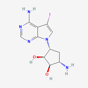 molecular formula C11H14IN5O2 B1666380 (1S,2R,3S,5R)-3-氨基-5-{4-氨基-5-碘-7H-吡咯并[2,3-d]嘧啶-7-基}环戊烷-1,2-二醇 CAS No. 186141-75-3