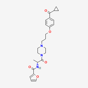 molecular formula C25H31N3O5 B1666385 N-[(2R)-1-[4-[3-[4-(cyclopropanecarbonyl)phenoxy]propyl]piperazin-1-yl]-1-oxopropan-2-yl]furan-2-carboxamide CAS No. 360551-59-3