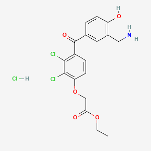 molecular formula C18H18Cl3NO5 B1666392 ethyl 2-[4-[3-(aminomethyl)-4-hydroxybenzoyl]-2,3-dichlorophenoxy]acetate;hydrochloride CAS No. 78235-46-8
