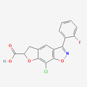 molecular formula C16H9ClFNO4 B1666393 8-Chloro-3-(2-fluorophenyl)-5,6-dihydrofuro[3,2-f][1,2]benzoxazole-6-carboxylic acid CAS No. 90247-08-8