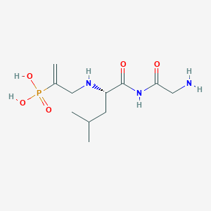 molecular formula C11H22N3O5P B1666395 3-[[(2S)-1-[(2-aminoacetyl)amino]-4-methyl-1-oxopentan-2-yl]amino]prop-1-en-2-ylphosphonic acid CAS No. 116198-48-2