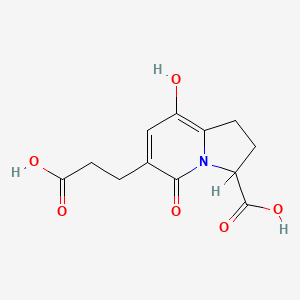 molecular formula C12H13NO6 B1666400 6-Indolizinepropanoic acid, 3-carboxy-1,2,3,5-tetrahydro-8-hydroxy-5-oxo-, (-)- CAS No. 87896-52-4