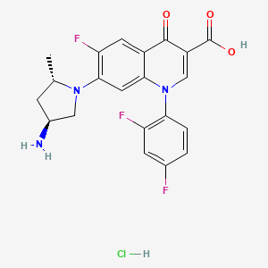 molecular formula C21H19ClF3N3O3 B1666411 3-Quinolinecarboxylic acid, 7-(4-amino-2-methyl-1-pyrrolidinyl)-1-(2,4-difluorophenyl)-6-fluoro-1,4-dihydro-4-oxo-, monohydrochloride, (2S-trans)- CAS No. 114676-82-3