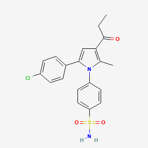 molecular formula C20H19ClN2O3S B1666414 4-(5-(4-Chlorophenyl)-2-methyl-3-propionylpyrrol-1-yl)benzenesulfonamide CAS No. 1000279-69-5