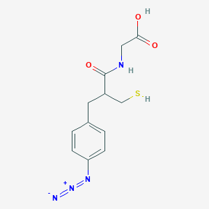 molecular formula C12H14N4O3S B1666439 Glycine, N-(3-(4-azidophenyl)-2-(mercaptomethyl)-1-oxopropyl)-, (+-)- CAS No. 83960-29-6