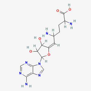 molecular formula C15H21N7O5 B1666453 (6E)-2,5-diamino-6-[5-(6-aminopurin-9-yl)-3,4-dihydroxyoxolan-2-ylidene]hexanoic acid CAS No. 66753-47-7