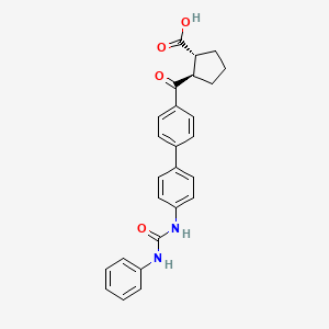 molecular formula C26H24N2O4 B1666454 (1R,2R)-2-(4'-(3-phenylureido)-[1,1'-biphenyl]-4-carbonyl)cyclopentane-1-carboxylic acid CAS No. 959122-11-3