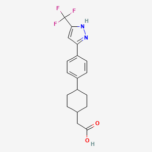 molecular formula C18H19F3N2O2 B1666456 2-[4-[4-[5-(trifluoromethyl)-1H-pyrazol-3-yl]phenyl]cyclohexyl]acetic acid CAS No. 1031335-85-9