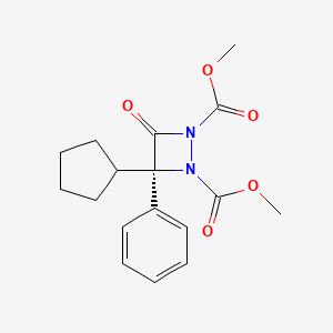 molecular formula C17H20N2O5 B1666471 dimethyl (3R)-3-cyclopentyl-4-oxo-3-phenyldiazetidine-1,2-dicarboxylate CAS No. 1073529-41-5