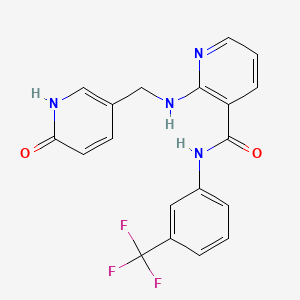 molecular formula C19H15F3N4O2 B1666475 3-Pyridinecarboxamide, 2-(((1,6-dihydro-6-oxo-3-pyridinyl)methyl)amino)-N-(3-(trifluoromethyl)phenyl)- CAS No. 352227-91-9