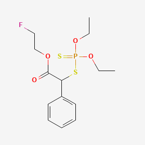 molecular formula C14H20FO4PS2 B1666494 Acetic acid, mercaptophenyl-, 2-fluoroethyl ester, S-ester with O,O-diethyl phosphorodithioate CAS No. 4681-36-1