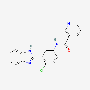 molecular formula C19H13ClN4O B1666512 N-[3-(1H-苯并咪唑-2-基)-4-氯苯基]烟酰胺 CAS No. 496793-75-0