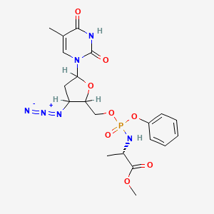 molecular formula C20H26N6O8P B1666515 methyl (2S)-2-[[[3-azido-5-(5-methyl-2,4-dioxopyrimidin-1-yl)oxolan-2-yl]methoxy-phenoxyphosphoryl]amino]propanoate CAS No. 142629-81-0