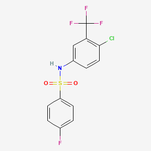 molecular formula C13H8ClF4NO2S B1666569 Benzenesulfonamide, N-(4-chloro-3-(trifluoromethyl)phenyl)-4-fluoro- CAS No. 91308-60-0