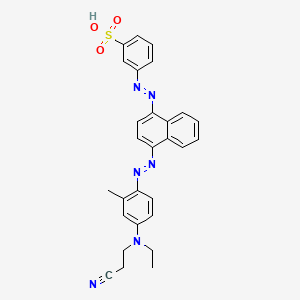 molecular formula C28H26N6O3S B1666571 Benzenesulfonic acid, 3-(2-(4-(2-(4-((2-cyanoethyl)ethylamino)-2-methylphenyl)diazenyl)-1-naphthalenyl)diazenyl)- CAS No. 27452-68-2