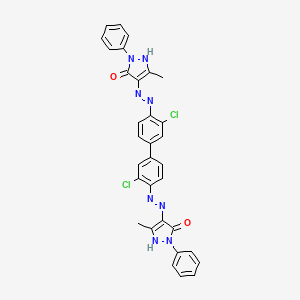 molecular formula C32H24Cl2N8O2 B1666582 4-[[2-Chloro-4-[3-chloro-4-[(5-methyl-3-oxo-2-phenyl-1H-pyrazol-4-yl)diazenyl]phenyl]phenyl]diazenyl]-5-methyl-2-phenyl-1H-pyrazol-3-one CAS No. 3520-72-7