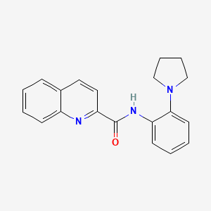 B1666606 2-Quinolinecarboxamide, N-(2-(1-pyrrolidinyl)phenyl)- CAS No. 872011-87-5