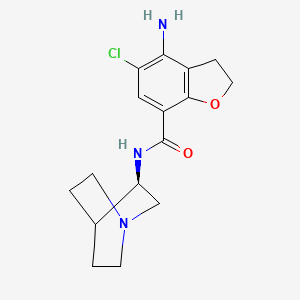 molecular formula C16H20ClN3O2 B1666619 4-Amino-N-(1-azabicyclo(2.2.2)oct-3-yl)-5-chloro-2,3-dihydrobenzo(b)-furan-7-carboxamide CAS No. 138559-57-6