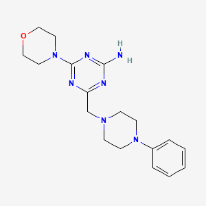 molecular formula C18H25N7O B1666626 s-Triazine, 2-amino-4-morpholino-6-((4-phenyl-1-piperazinyl)methyl)- CAS No. 21868-47-3