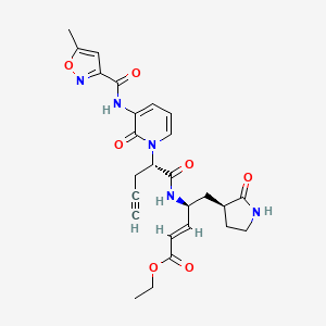 ethyl (E,4S)-4-[[(2S)-2-[3-[(5-methyl-1,2-oxazole-3-carbonyl)amino]-2-oxopyridin-1-yl]pent-4-ynoyl]amino]-5-[(3S)-2-oxopyrrolidin-3-yl]pent-2-enoate