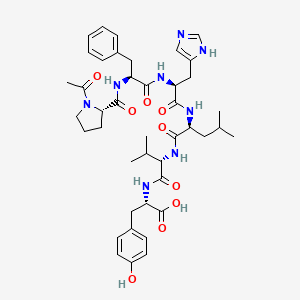 molecular formula C42H56N8O9 B1666634 L-Tyrosine, N-(N-(N-(N-(N-(1-acetyl-L-prolyl)-L-phenylalanyl)-L-histidyl)-L-leucyl)-L-valyl)- CAS No. 121520-99-8