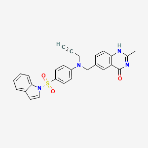 molecular formula C27H22N4O3S B1666635 6-[(4-indol-1-ylsulfonyl-N-prop-2-ynylanilino)methyl]-2-methyl-1H-quinazolin-4-one CAS No. 152503-91-8