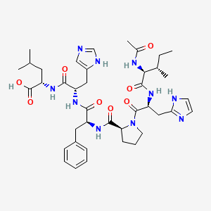molecular formula C40H56N10O8 B1666636 (2S)-2-[[(2S)-2-[[(2S)-2-[[(2S)-1-[(2S)-2-[[(2S,3S)-2-acetamido-3-methylpentanoyl]amino]-3-(1H-imidazol-2-yl)propanoyl]pyrrolidine-2-carbonyl]amino]-3-phenylpropanoyl]amino]-3-(1H-imidazol-5-yl)propanoyl]amino]-4-methylpentanoic acid CAS No. 121521-00-4