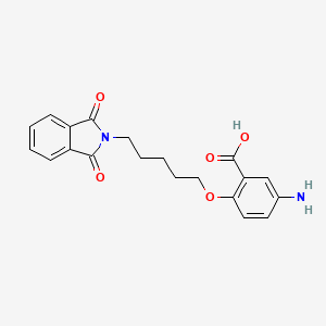 molecular formula C20H20N2O5 B1666653 Benzoic acid, 5-amino-2-((5-(1,3-dioxoisoindolin-2-YL)pentyl)oxy)- CAS No. 13737-98-9