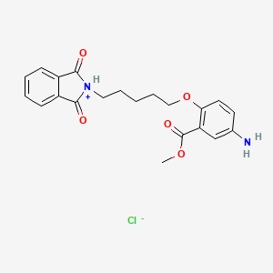 molecular formula C21H23ClN2O5 B1666654 苯甲酸，5-氨基-2-((5-(1,3-二氧代异吲哚林-2-基)戊基)氧基)-，甲酯，盐酸盐 CAS No. 13851-61-1