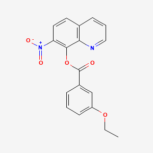 molecular formula C18H14N2O5 B1666672 Benzoic acid, m-ethoxy-, 7-nitro-8-quinolyl ester CAS No. 29002-09-3