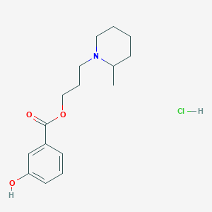 molecular formula C16H24ClNO3 B1666673 3-(2-methylpiperidin-1-yl)propyl 3-hydroxybenzoate;hydrochloride CAS No. 67032-05-7