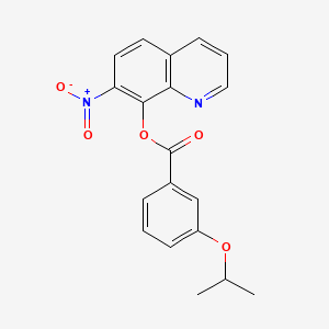 molecular formula C19H16N2O5 B1666676 Benzoic acid, m-isopropoxy-, 7-nitro-8-quinolyl ester CAS No. 29002-43-5