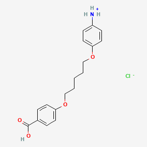 molecular formula C18H22ClNO4 B1666678 Benzoic acid, p-(5-(p-aminophenoxy)pentyloxy)-, hydrochloride CAS No. 101719-22-6