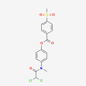 molecular formula C17H15Cl2NO5S B1666679 Benzoic acid, p-(methylsulfonyl)-, ester with 2,2-dichloro-4'-hydroxy-N-methylacetanilide CAS No. 3686-72-4