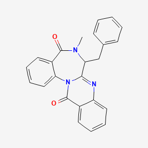 molecular formula C24H19N3O2 B1666682 7-苄基-6-甲基-6,7-二氢喹唑啉并[3,2-a][1,4]苯并二氮杂卓-5,13-二酮 CAS No. 157047-96-6