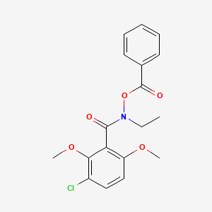molecular formula C18H18ClNO5 B1666690 [C-(3-chloro-2,6-dimethoxyphenyl)-N-ethoxycarbonimidoyl] benzoate CAS No. 29104-30-1