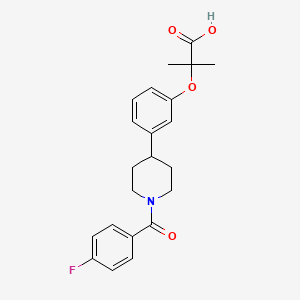 molecular formula C22H24FNO4 B1666711 Propanoic acid, 2-(3-(1-(4-fluorobenzoyl)-4-piperidinyl)phenoxy)-2-methyl- CAS No. 158234-40-3