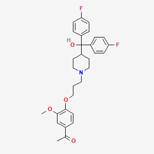 molecular formula C30H33F2NO4 B1666715 1-(4-(3-(4-(Bis(4-fluorophenyl)hydroxymethyl)-1-piperidinyl)propoxy)-3-methoxyphenyl)ethanone CAS No. 60284-71-1