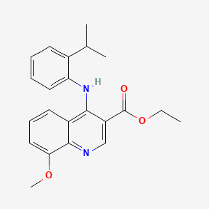 molecular formula C22H24N2O3 B1666716 8-Methoxy-4-((2-isopropylphenyl)amino)-3-quinolinecarboxylate ethyl ester CAS No. 84023-64-3