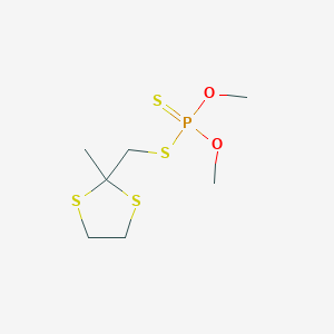 molecular formula C7H15O2PS4 B1666720 O,O-Dimethyl S-((2-methyl-1,3-dithiolan-2-yl)methyl)phosphorodithioate CAS No. 1012-62-0