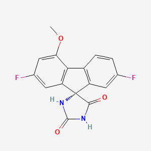 molecular formula C16H10F2N2O3 B1666756 Spiro(9H-fluorene-9,4'-imidazolidine)-2',5'-dione, 2,7-difluoro-4-methoxy-, (S)- CAS No. 145555-03-9
