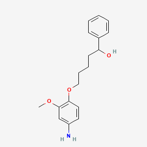 molecular formula C18H23NO3 B1666768 BENZYL ALCOHOL, alpha-(4-(4-AMINO-2-METHOXYPHENOXY)BUTYL)- CAS No. 101782-07-4