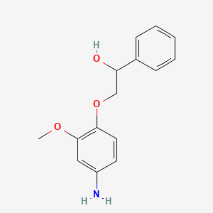 molecular formula C15H17NO3 B1666770 BENZYL ALCOHOL, alpha-((4-AMINO-2-METHOXYPHENOXY)METHYL)- CAS No. 15382-88-4