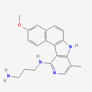 molecular formula C20H22N4O B1666798 3-Methoxy-7H-8-methyl-11-((3'-amino)propylamino)benzo(e)pyrido(4,3-b)indole CAS No. 133712-11-5